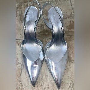 SCHUTZ Shiny Silver Heels